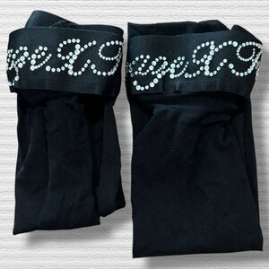 Savage X Fenty Divorce Court Thigh High Stockings Black Rhinestone Band New